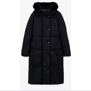 ZARA DOWN JACKET WITH FAUX FUR HOOD